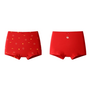 【3A级抗菌】安奈儿童装女童内裤平角裤两件装2026春新年款红色