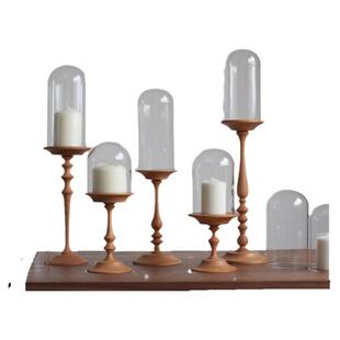 imooo原创家居日式实木中古烛台摆件高脚木托盘复古木烛台蜡烛台