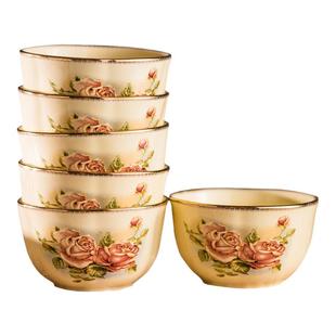 韩式女皇金玫瑰陶瓷碗单只吃饭碗单个加厚饭碗汤碗餐具耐高温精致