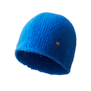 盈妹蓝色软绒丨克莱因蓝羊毛混纺保暖针织冷帽男大头围帽子女士冬