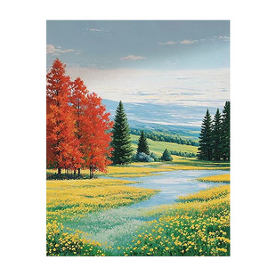 大芬村现代纯手绘油画花卉森林客厅装饰画山水风景入户玄关挂画