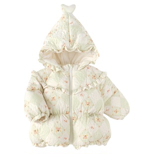 品牌婴儿羽绒服女童冬季2025新款女宝宝法式碎花衣服洋气短款外套