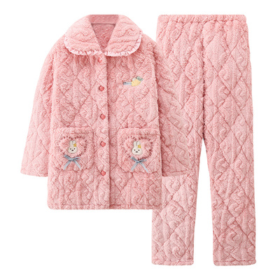 女长毛绒加绒加厚夹棉