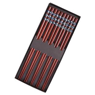 新款进口红檀高端木筷 中式23cm不发霉分色筷子 家用餐具套装10双