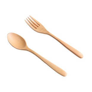 宝宝小勺子婴儿勺迷你水果叉子创意家用可爱吃饭儿童木勺木叉刻字