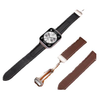 适用oppowatch4pro表带新款OPPOwatchX智能运动手表4pro真皮质磁吸折叠扣4代头层牛皮男款4pro高级女透气配件
