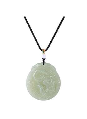 和田玉晴水料凤牌吊坠女款