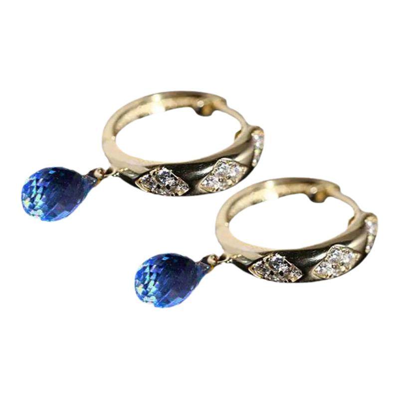 现货天空蓝托帕石镶嵌耳环新品