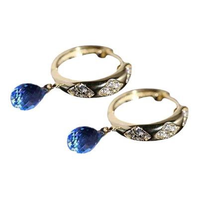 现货天空蓝托帕石镶嵌耳环新品