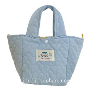 小白兔几软绵绵绗缝爱心手拎便当包休闲手提包学生上班通勤饭盒袋