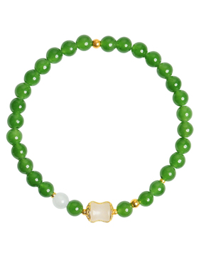 原创天然碧玉圆珠18K金女款手串