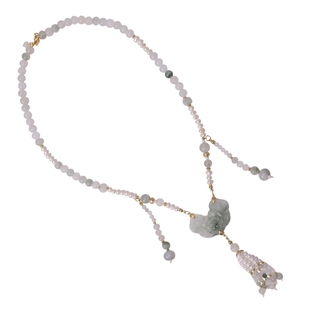 古风长背云璎珞汉服明制古装马面裙天山翠玉石珍珠项链女士秋冬款