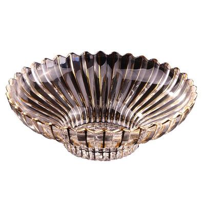 轻奢高端水晶玻璃描金水果盘现代家用客厅茶几大号糖果盘干果盆