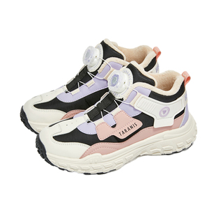 泰兰尼斯冬季新款女童加绒运动鞋中大童校园跑鞋旋钮扣小女孩棉鞋