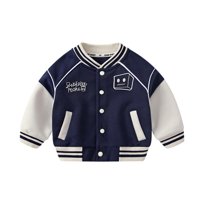 婴儿外套男宝宝棒球服加绒卫衣