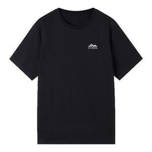 骆驼男装圆领短袖T恤男款户外运动三防夏季新款打底衫上衣黑色女