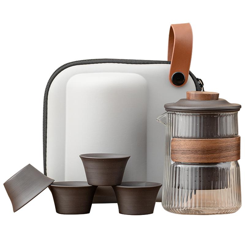 紫砂一壶四杯功夫茶杯旅行茶具