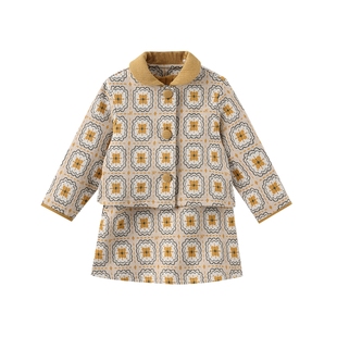 moimoln小云朵童装冬季女童连衣裙套装女宝宝裙子外套