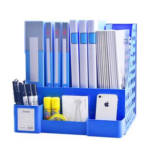 文件架四栏文件框桌面资料架学生用书架文件栏塑料文件夹收纳办公