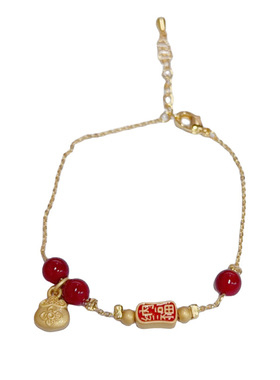 新中式本命年红串珠纳福手链