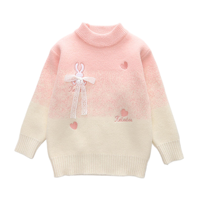 女童毛衣中大童宝宝针织打底衫圆领套头加厚不起球2025新款洋气潮