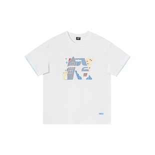 FORNINES童趣印花纯棉短袖T恤男女潮牌重磅上衣夏季情侣半袖衣服