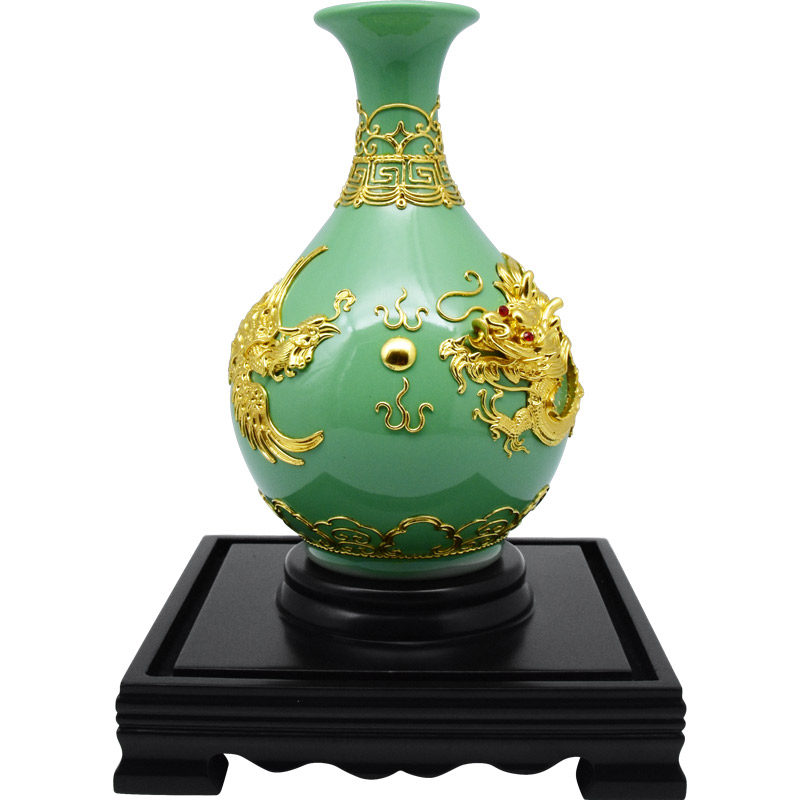 金箔龙凤花瓶中国非遗工艺品摆件