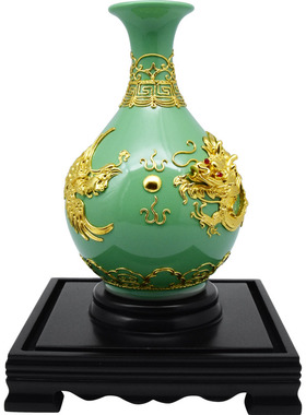 金箔龙凤花瓶中国非遗工艺品摆件