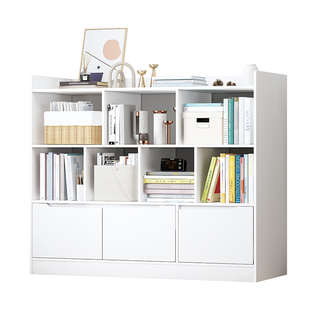 简易书柜带门自由组合多功能儿童书架落地储物柜子家用学生置物柜