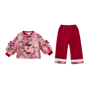 汉服冬装女童拜年服过年服女宝宝周岁衣服2025新款加绒加厚新中式