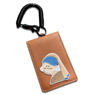 刺绣风分隔式卡套两卡位学生饭卡校园挂脖绳挂链地铁公交工作证件