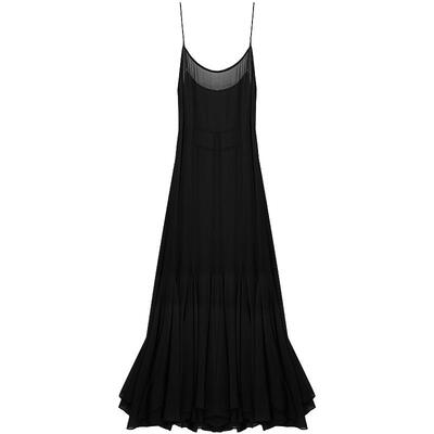 双层多裁片拼接吊带裙