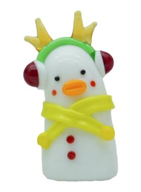 圣诞雪人鸭琉璃车载中控治愈摆件