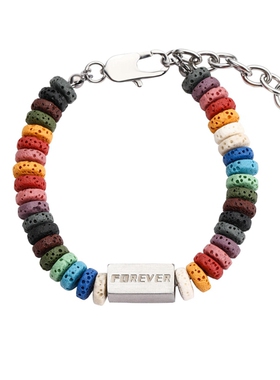 彩色火山石钛钢手链高级感