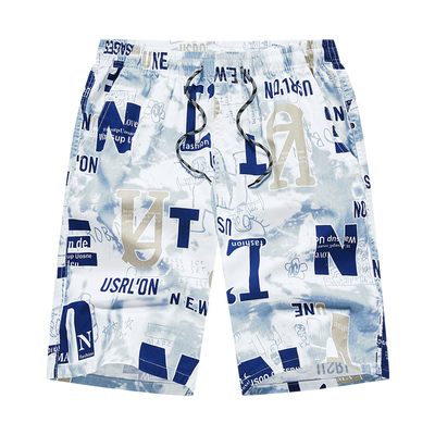 纯棉男士短裤夏季五分沙滩裤印花