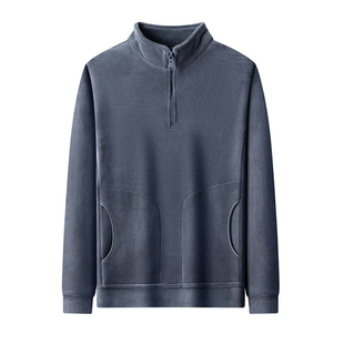 奥利绒拉链半高领卫衣男冬加绒加厚套头上衣服立领休闲潮摇粒抓绒