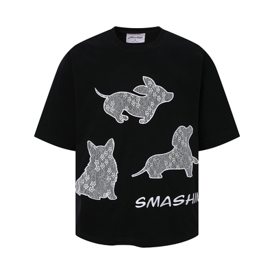 SMASHING蕾丝贴布小狗短袖