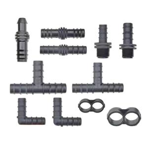 PE管配件大全滴灌喷灌简易接头16/20/25倒刺直接弯头三通堵头管件