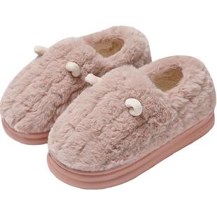 安尚芬棉拖鞋女士冬季包跟2024新款家居室内情侣毛绒保暖厚底棉鞋