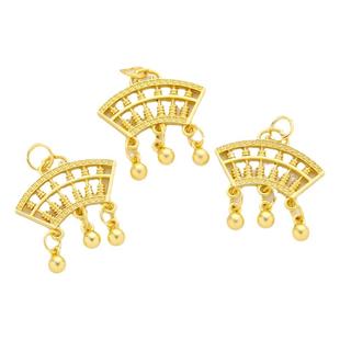 古法包金镀金滴油长命富贵吊牌算盘锁吊坠挂饰diy手工串珠项链坠