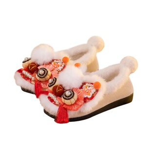 舞绣缘中古风虎头鞋加绒国潮虎头棉鞋成人绣花棉鞋冬款过年拜年鞋