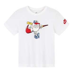 Nike儿童短袖T恤男宝宝上衣夏季新款运动上衣白T打底衫NY2522226