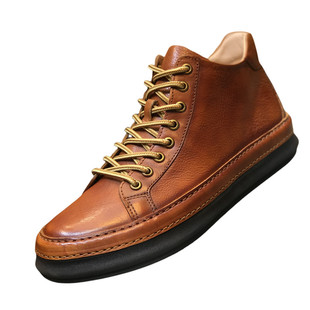 欧洲站男鞋复古擦色真皮高帮鞋男板鞋潮流马丁靴冬季男士短靴高档