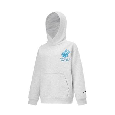 李宁卫衣男童春季篮球系列百搭透气宽松套头连帽卫衣YWDU003--B品