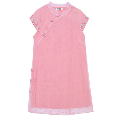 胖mm女装新式复古风网纱裙旗袍