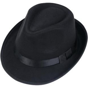 韩版潮时尚复古舞台男爵士帽礼帽女遮阳英伦绅士秋冬天帽子毛呢帽