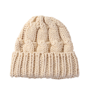 原创款~超好看冬帽米色毛线帽女2025新款复古粗针织帽子保暖冷帽