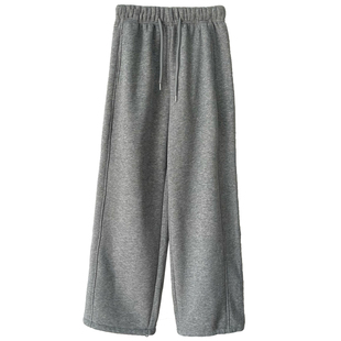 裤脚可收口！加厚加绒休闲阔腿裤女秋冬裤子宽松直筒可束脚卫裤冬