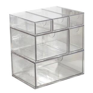 亚克力桌面收纳盒长方形抽屉式吧唧展示架宿舍好物透明分类小盒子