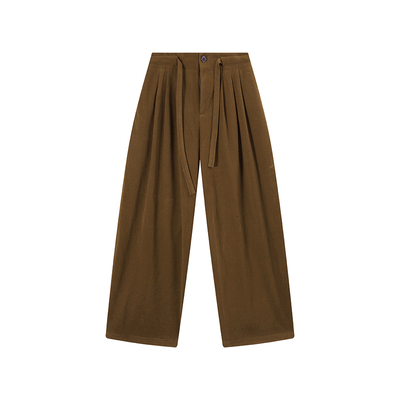 吴童童垂感高腰阔腿直筒休闲裤